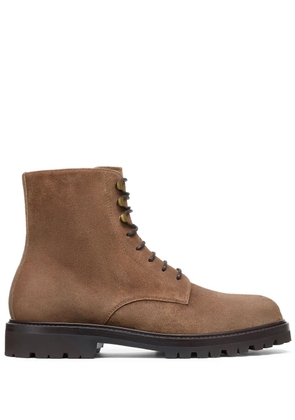 Brunello Cucinelli lace-up suede ankle boots - Brown