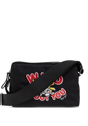 Kenzo graphic-embroidered messenger bag - Black