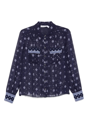 Self-Portrait patterned chiffon blouse - Blue