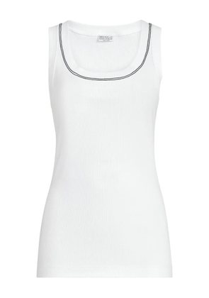 Brunello Cucinelli ribbed tank top - White