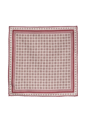 Brunello Cucinelli geometric-pattern reversible silk pocket square - Red