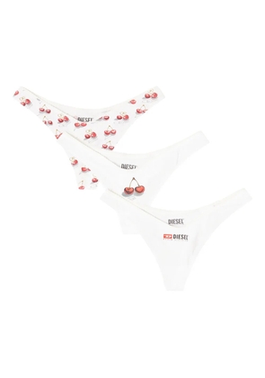 Diesel logo cherry thongs (set of three) - White