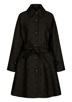 Dolce & Gabbana DG-logo jacquard belted coat - Black