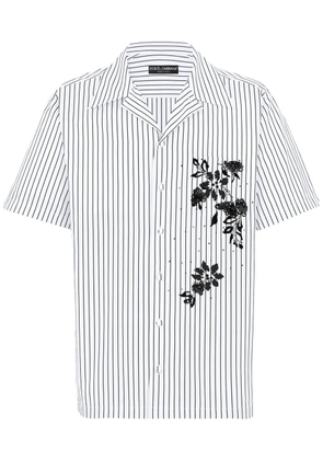 Dolce & Gabbana floral-print striped shirt - White