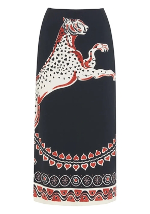 La DoubleJ Gattopardo-print pencil skirt - Black