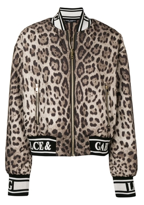 Dolce & Gabbana leopard-print bomber jacket - Brown