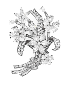 Dolce & Gabbana rhinestone-embellished floral brooch - Silver
