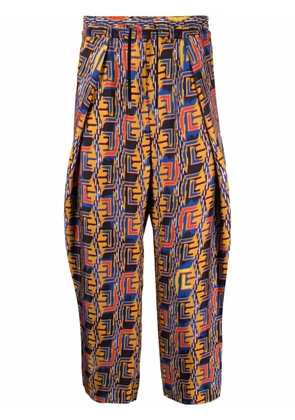 Balmain graphic-print cropped trousers - Blue