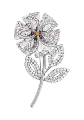 Dolce & Gabbana rhinestone-embellished floral brooch - Silver
