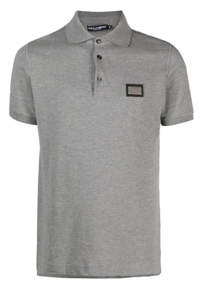 Dolce & Gabbana logo-plaque cotton polo shirt - Grey