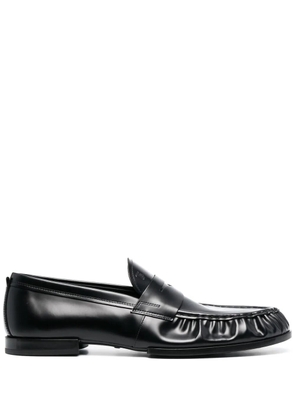 Tod's gathered-effect penny slot loafers - Black