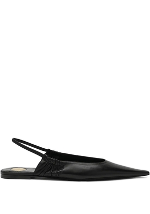 Saint Laurent Biarritz pointed ruched ballet flats - Black