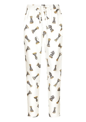 Dolce & Gabbana chess-print lounge trousers - White