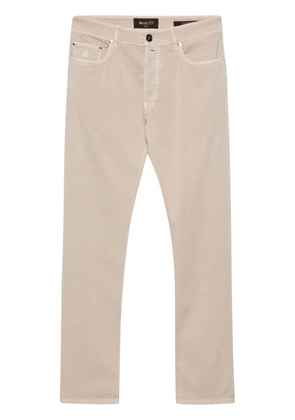Moorer logo-embroidered tapered trousers - Neutrals