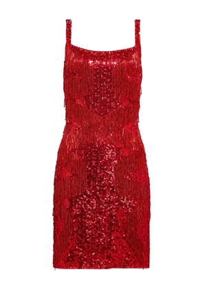 Jenny Packham Tina sequin fringe mini dress - Red