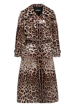 Dolce & Gabbana leopard-print belted trench coat - Neutrals