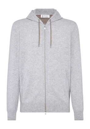 Brunello Cucinelli front zip cashmere hoodie - Grey