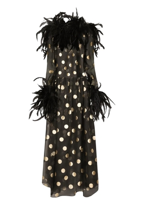 Dolce & Gabbana feather-trim polka-dot dress - Black