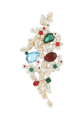 Dolce & Gabbana crystal-embellished floral brooch - Multicolour