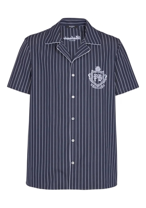 Balmain striped embroidered pajama shirt - Blue