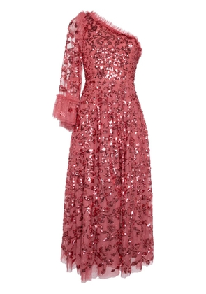 Needle & Thread Falling Leaves One-shoulder Ankle gown - Pink