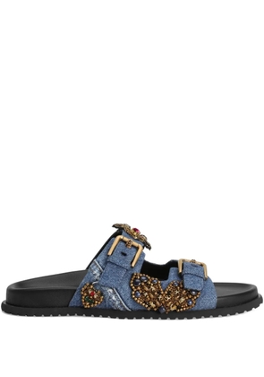 Dolce & Gabbana beaded-embellished slide sandals - Blue