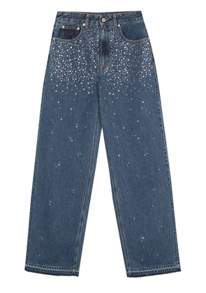 Alessandra Rich wide-leg rhinestone-embellished jeans - Blue