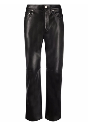 Nanushka faux-leather cropped straight-leg trousers - Black