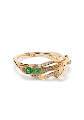 Bibi van der Velden 18kt yellow gold Exhale diamond and tsavorite stackable ring