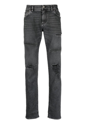 Dolce & Gabbana logo-plaque distressed jeans - Black