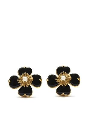 Goossens flower-motif clip-on earrings - Black