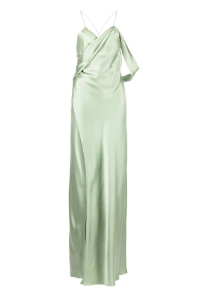 Michelle Mason cowl-neck sleeveless gown - Green