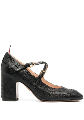 Thom Browne cross-strap detail brogued mary-jane pumps - Black