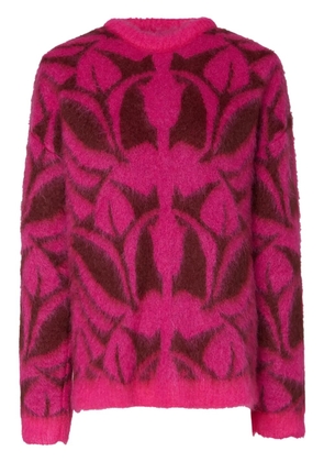 La DoubleJ intarsia-knit long-sleeve jumper - Pink