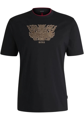 BOSS logo-embroidered T-shirt - Black