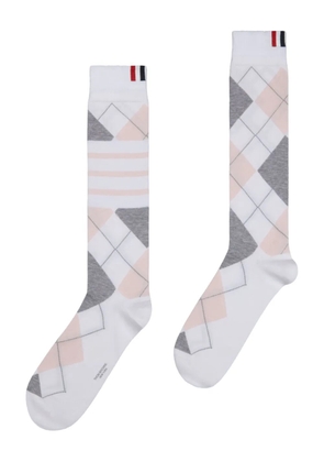 Thom Browne argyle intarsia-knit socks - White
