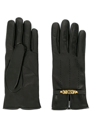 Moschino logo plaque gloves - Brown