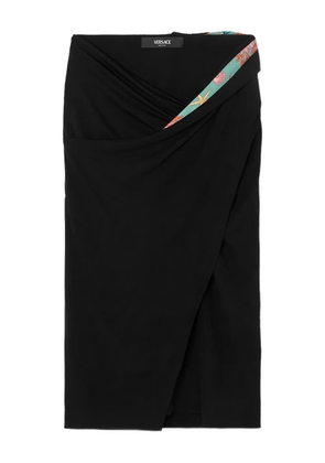 Versace Underwater Barocco draped midi skirt - Black