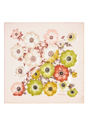 Ferragamo Anemone-print silk scarf - Pink