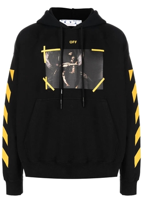 Off-White Caravaggio-print cotton hoodie - BLACK WHITE