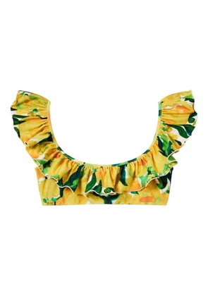 La DoubleJ ruffled floral bikini top - Yellow