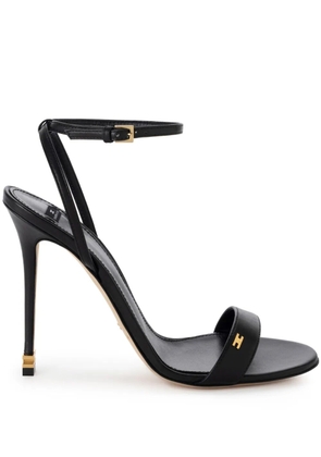 Elisabetta Franchi 100mm logo-plaque leather sandals - Black