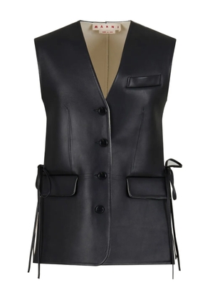 Marni front-button leather gilet - Black