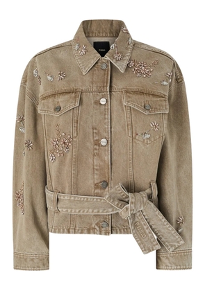 PINKO embellished denim jacket - Neutrals