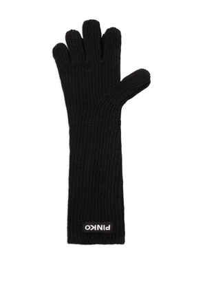 PINKO ribbed-knit gloves - Black