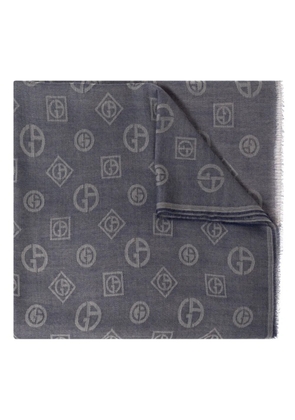 Giorgio Armani monogram-jacquard scarf - Blue