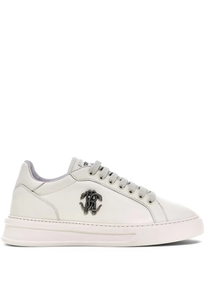 Roberto Cavalli logo-plaque leather sneakers - White
