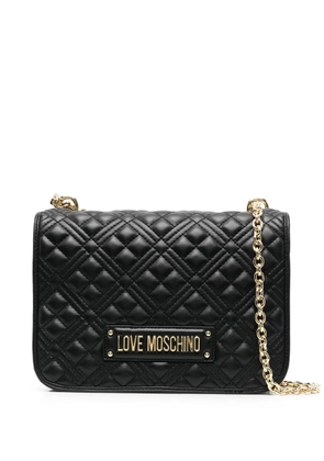 Love Moschino logo-plaque quilted shoulder bag - Black