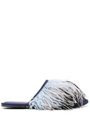 La DoubleJ feather-detail slippers - Blue