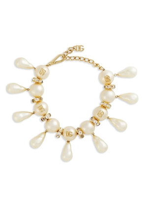 Dolce & Gabbana logo-embellished pearl necklace - Gold